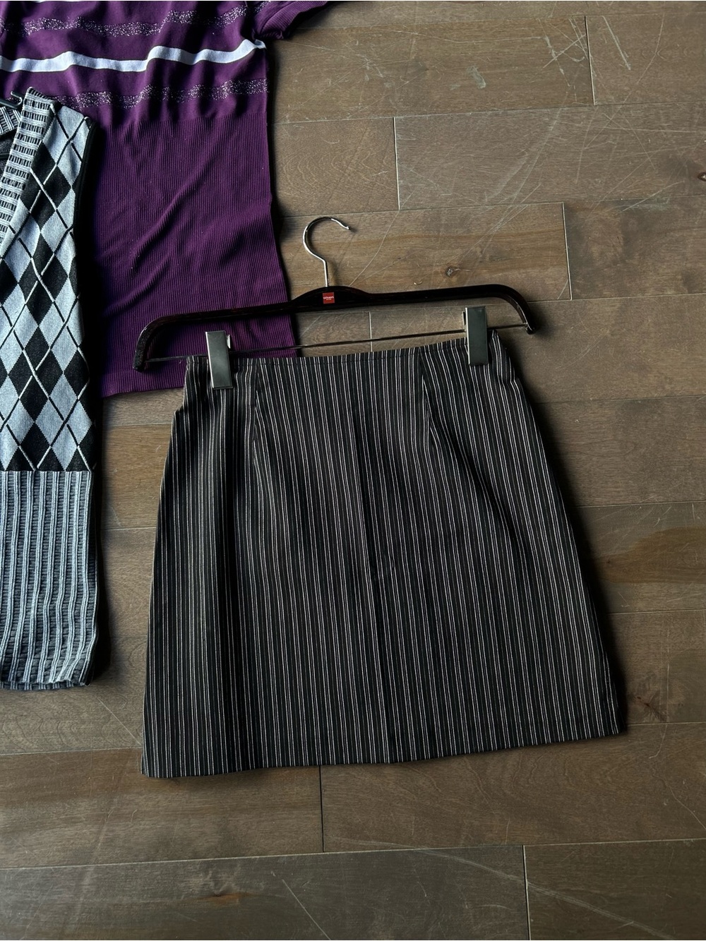 Pinstripe Black Mini Skirt Vintage Garage